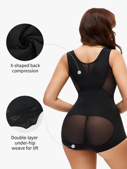 Body slip gainant en maille à décolleté ouvert et ventre plat