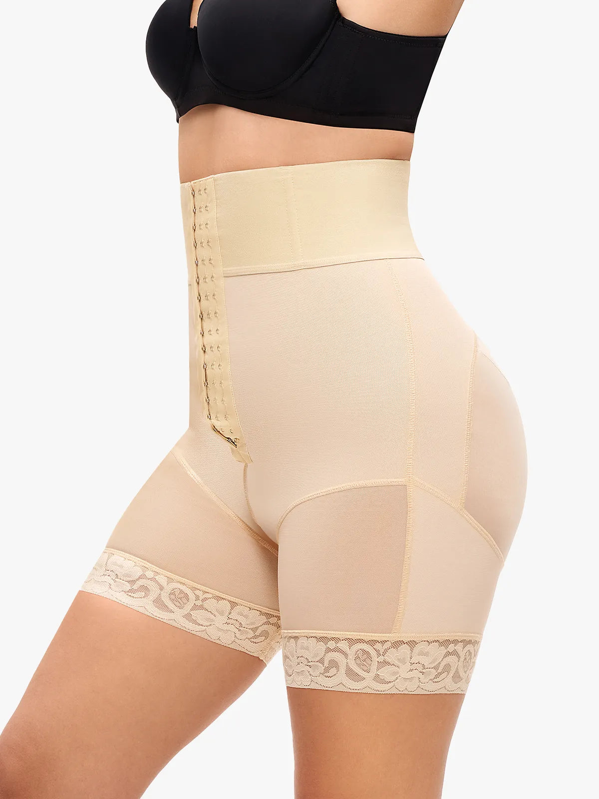 Culotte de contrôle du ventre à taille haute avec boucle avant et ouverture à l'entrejambe