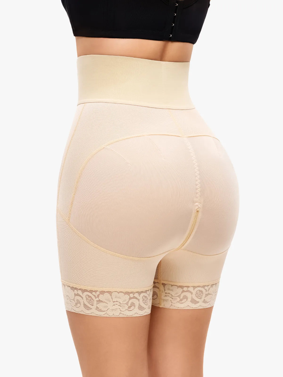 Culotte de contrôle du ventre à taille haute avec boucle avant et ouverture à l'entrejambe
